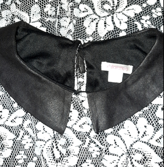 Lace black and white dress with collar - Picture 1 of 3